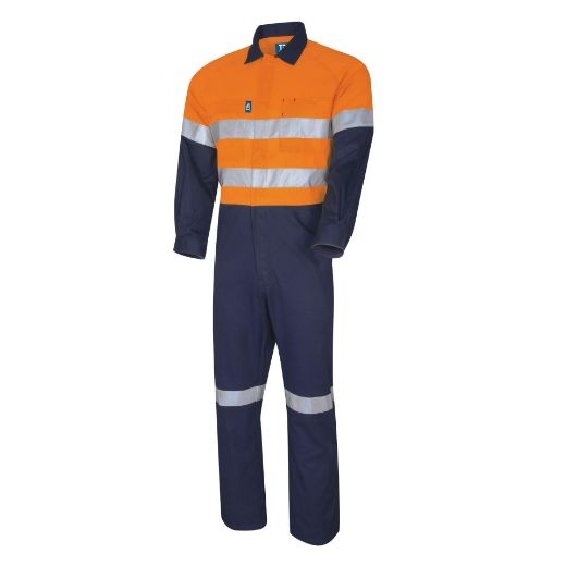 Picture of Light Weight 190gsm Two Tone Cotton Drill Coverall with 3M Two Hoop Reflective Tape